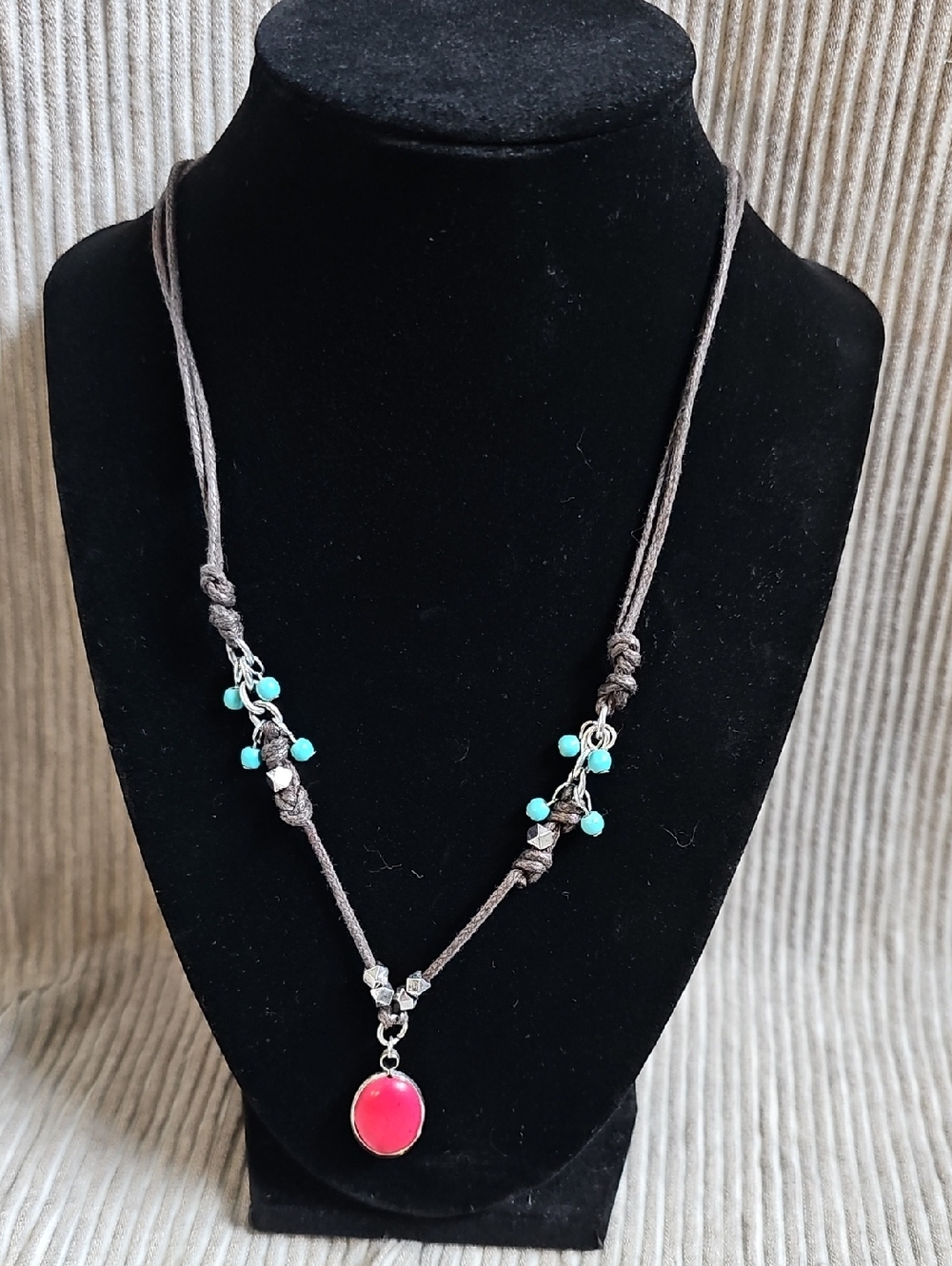 Plunder, Red Pendant Necklace with Turquoise Accents